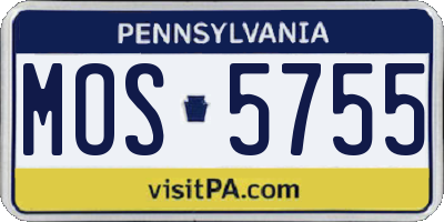 PA license plate MOS5755