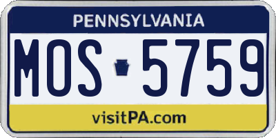 PA license plate MOS5759