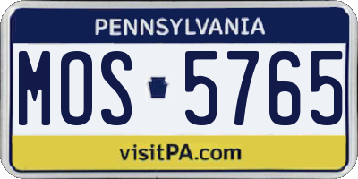 PA license plate MOS5765