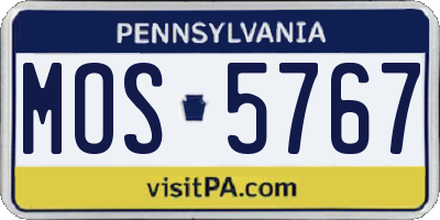 PA license plate MOS5767
