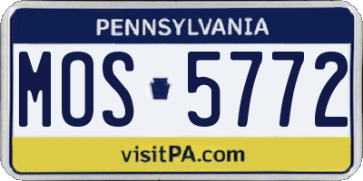 PA license plate MOS5772