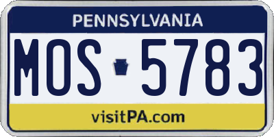 PA license plate MOS5783