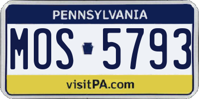 PA license plate MOS5793