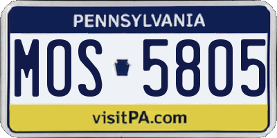 PA license plate MOS5805