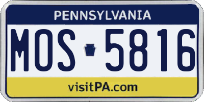 PA license plate MOS5816