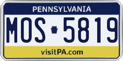 PA license plate MOS5819