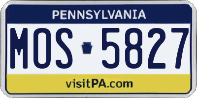 PA license plate MOS5827