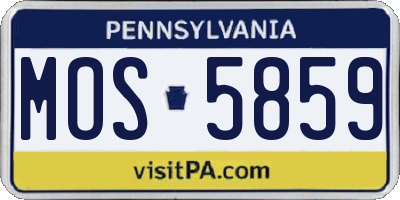 PA license plate MOS5859