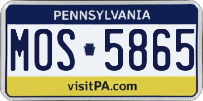 PA license plate MOS5865
