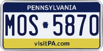 PA license plate MOS5870