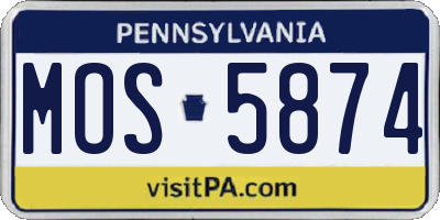 PA license plate MOS5874