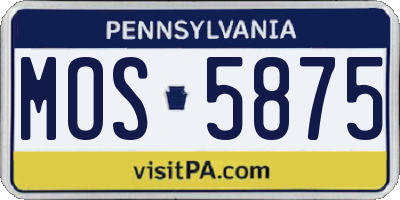 PA license plate MOS5875