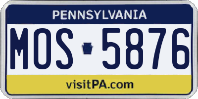 PA license plate MOS5876