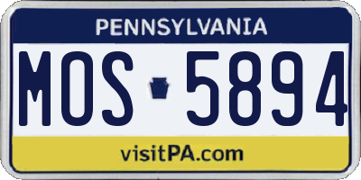 PA license plate MOS5894