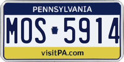 PA license plate MOS5914