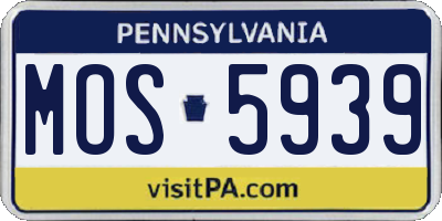 PA license plate MOS5939