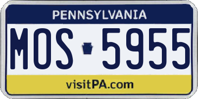 PA license plate MOS5955