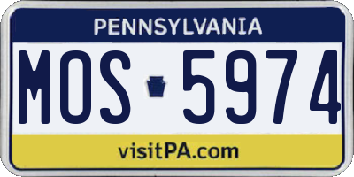 PA license plate MOS5974