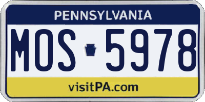 PA license plate MOS5978