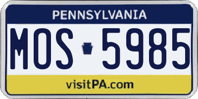 PA license plate MOS5985