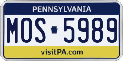 PA license plate MOS5989