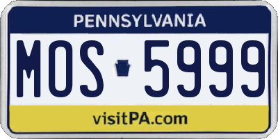 PA license plate MOS5999