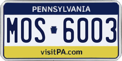PA license plate MOS6003