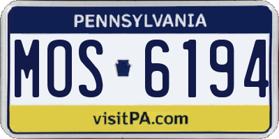 PA license plate MOS6194