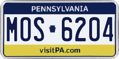 PA license plate MOS6204