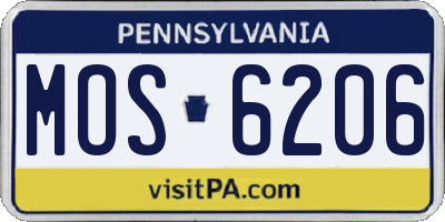 PA license plate MOS6206