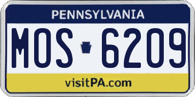 PA license plate MOS6209