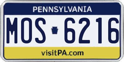 PA license plate MOS6216
