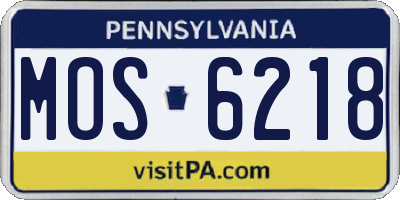 PA license plate MOS6218