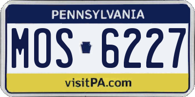 PA license plate MOS6227