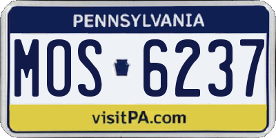 PA license plate MOS6237