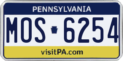PA license plate MOS6254