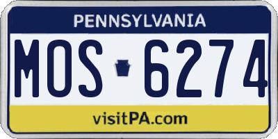 PA license plate MOS6274