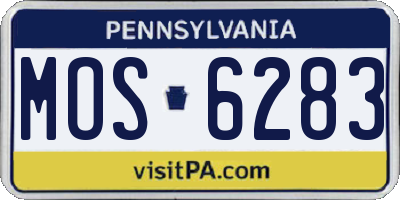 PA license plate MOS6283