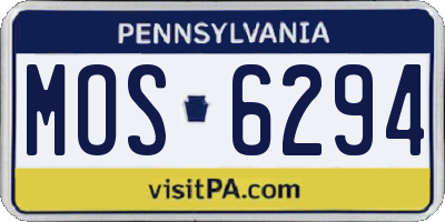 PA license plate MOS6294