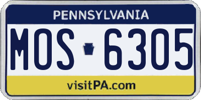 PA license plate MOS6305
