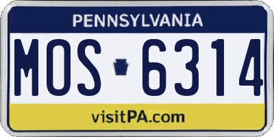 PA license plate MOS6314