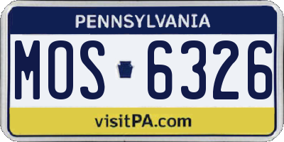 PA license plate MOS6326