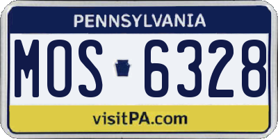 PA license plate MOS6328