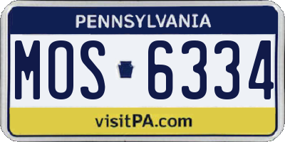 PA license plate MOS6334