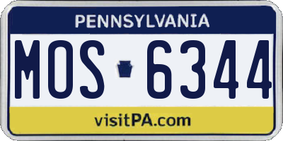 PA license plate MOS6344