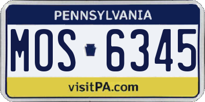 PA license plate MOS6345
