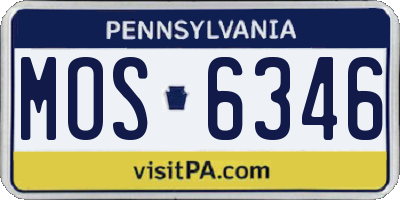 PA license plate MOS6346