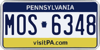 PA license plate MOS6348