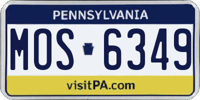 PA license plate MOS6349