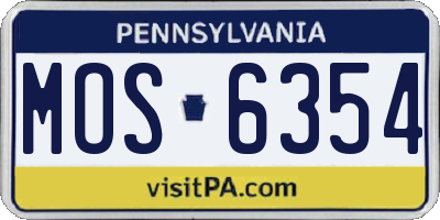 PA license plate MOS6354
